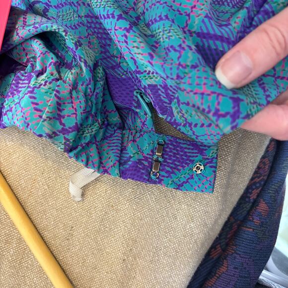 Vtg 11 Shona Dress 80s Plaid 2 Pc Set Blouse Skirt Jewel Tone | Bright Winter - Picture 9 of 16